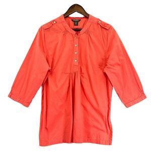Eddie Bauer Blouse Top Women Size XL Orange Popover 100% Cotton 3/4
Sleeve